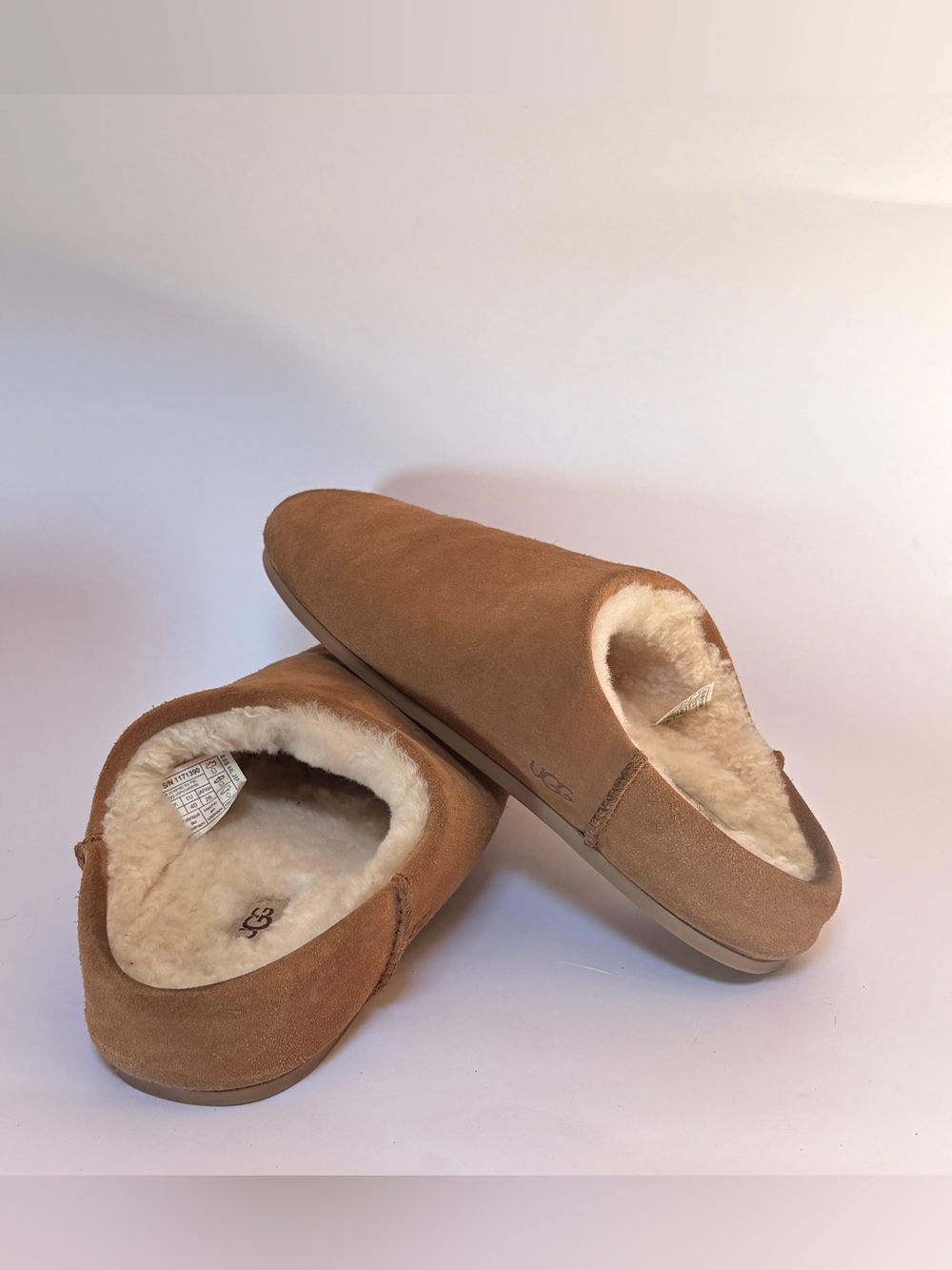 UGG Elea Suede Sheepskin Slip-On Slippers Mules - Chestnut (Size US 9 / EU 40)